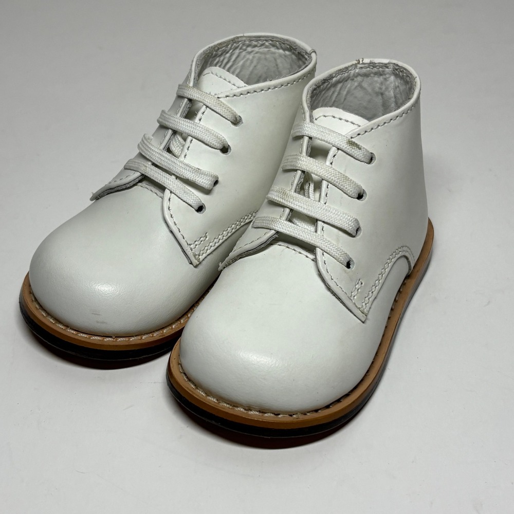 Josmo Walker Boots Kids Size 4 White‎ Leather Lace Up High Top Shoes